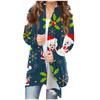 Женская мода, повседневный рождественский принт, кардиган средней длины, куртка, пальто