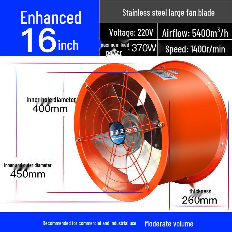 Powerful Silent High-Speed Axial Flow Kitchen Exhaust Fan for Oil Fume