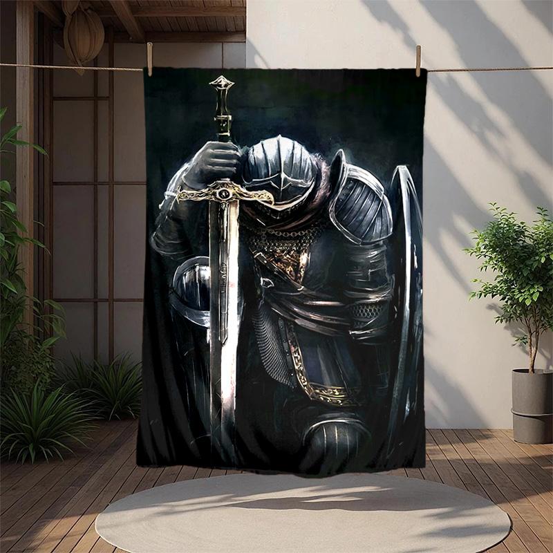 Cross Templars Knight Flannel Blanket Soft Warm All-Season Throw, Design for Camping, Car Travel, Hiking Sofa, Bed, Office Perfect Gift for Parties