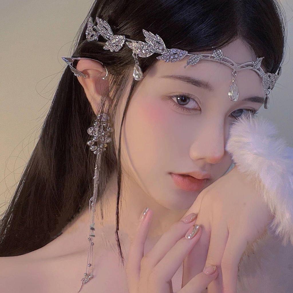 Bohemian Diamond Water Drop Headband with Eyebrow Pendant - Exotic Hanfu Forehead Headdress Hair Accessory