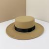 Top Hat British Black Flat Top Hat Hepburn Gentleman Jazz Hat Flat Brim Woolen Wide Brim Men'S And Women'S Hats