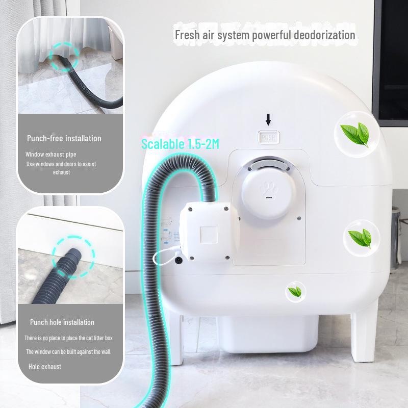 Автоматический умный кошачий туалет с быстрой самоочисткой, дистанционным управлением через приложение, видеонаблюдением и вытяжной системой