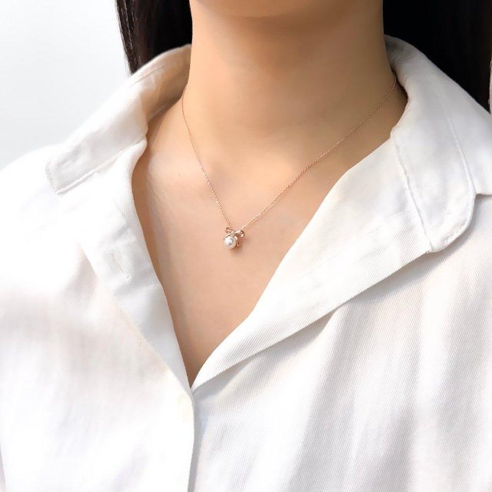 [Opalhouse] 925Silver Ribbon Pearl Necklace Opqun5385