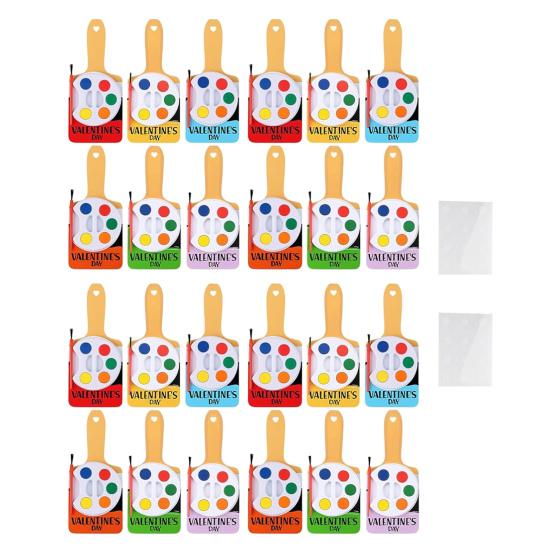 Watercolor Paint Set 5 Colors Paints Palette with Paintbrush Mini Paint Set Includes Paint Brush Shape Valentine's Day Cards Gift for Kids Party