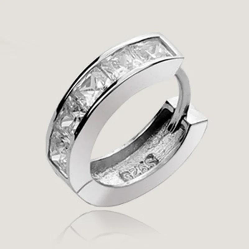 Цирконий высшего качества, роскошный романтический подарок на свадьбу, одна пара мужских позолоченных круглых серег-колец со стразами