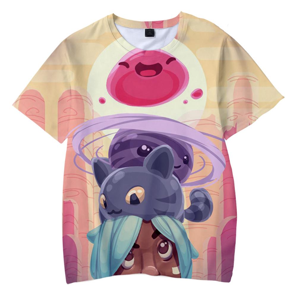 Летние футболки с 3D-печатью Slime Rancher, мультяшные, аниме, игровая уличная мода для мальчиков и девочек, модные принты, удобные, милые футболки