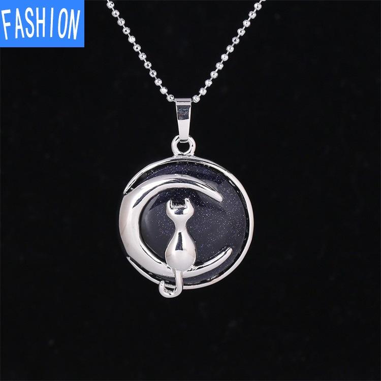 Простое темпераментное ожерелье с подвеской в виде лунного кота