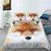 Fox Duvet Cover Set King/Queen Size Orange Lovely Fox Bedding Set For Kids Teens Boys Wild Animal 2/3Pcs Polyester Quilt Cover