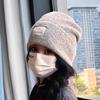 Корейская новая универсальная вязаная шапка из шерстяной смеси для женщин, осенне-зимняя, двухслойная, утолщенная, теплая, с защитой ушей, шерстяная шапка