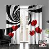 3D Spiral Circle Red Flower Abstract Window Curtains Blinds For Living Room Kid Bedroom Bathroom Kicthen Office Door Home Decor2