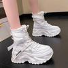 Fashion Women Chunky Platform Motorcycle Boots White Lace Up Thick Bottom Shoes Woman Autumn Winter Ankle