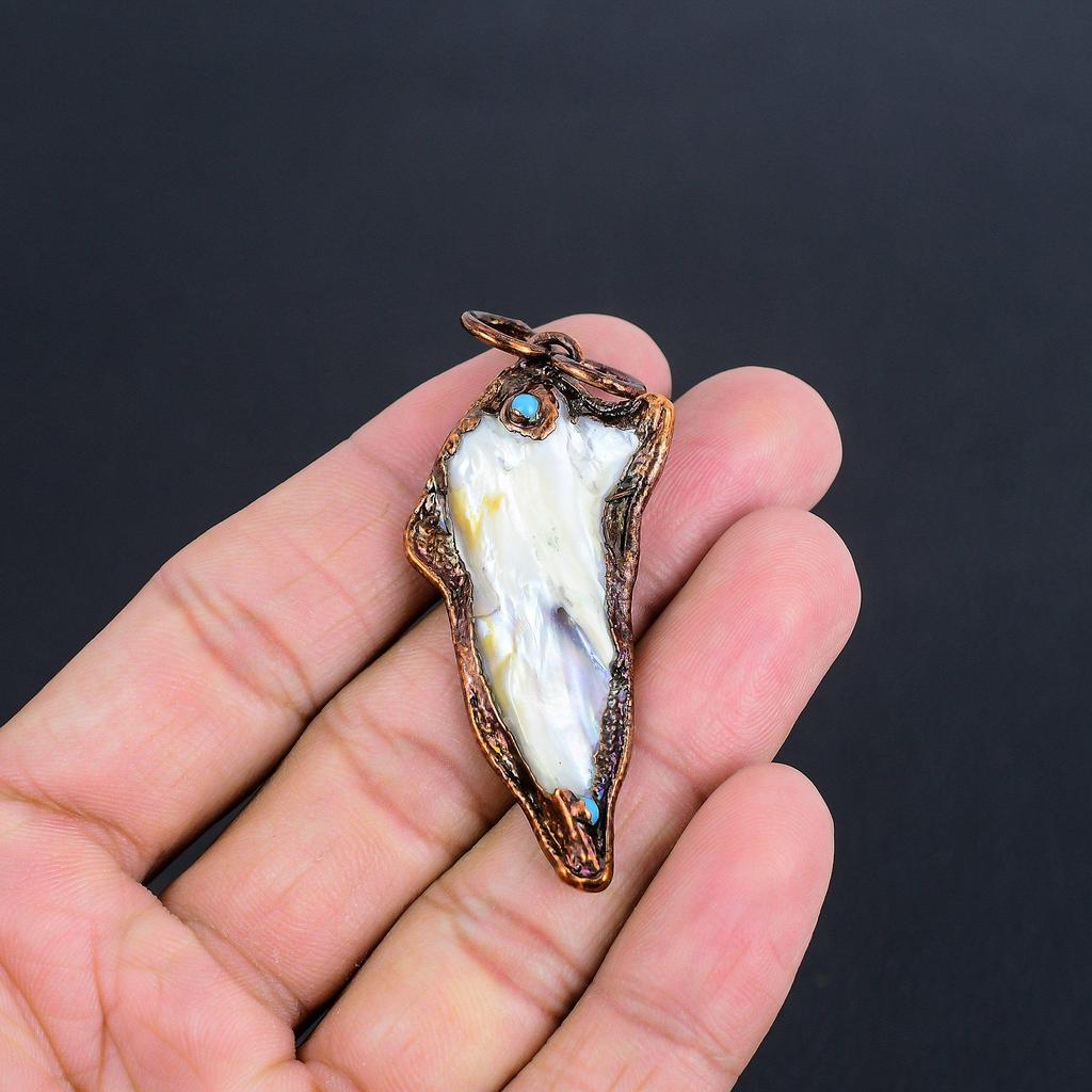 Blistar Biwa Pearl Pendant, Copper Electroformed Gemstone Jewelry, Handmade Pendant, For Mother Day
