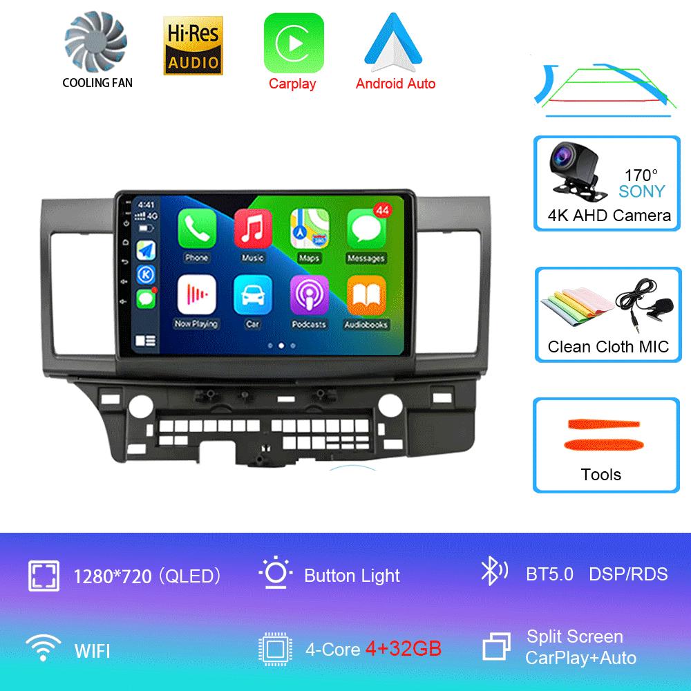 Для Mitsubishi Lancer 2007-2012 Android 14 4G Автомагнитола Автомагнитола Мультимедиа Видеоплеер Навигация GPS 2din 2 Din Carplay