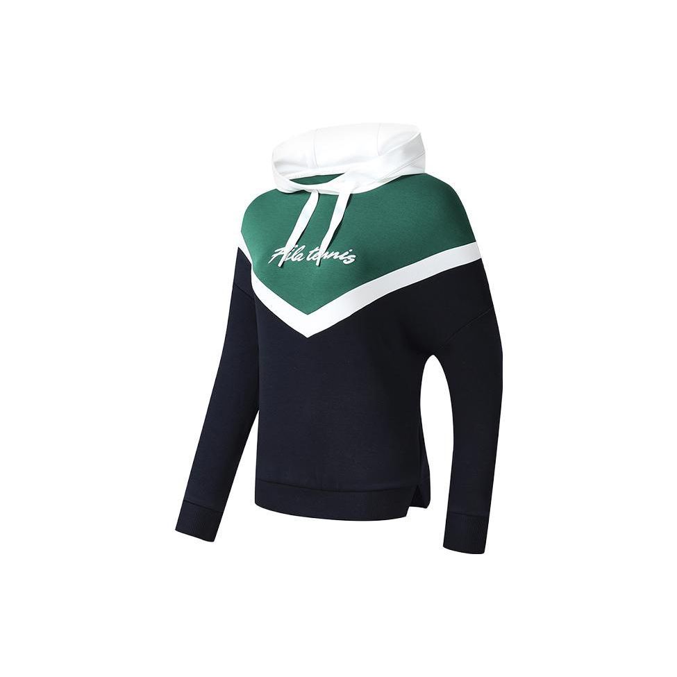 Fila Теннисная серия Худи с цветными блоками и надписью Винтажный американский свитшот Женский свитшот Королевский синий A11W310202F-NV