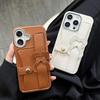 INS Стильный кожаный чехол-ремешок с узором личи для iPhone 16 Pro Max 15 14 13 12 11 Plus, простой мягкий чехол-кошелек с отделением для карт