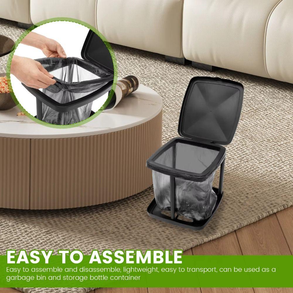 Foldable Garbage Bag Auxiliary Rack with Lid Trash Can Holder Retractable Rubbish Bin Stand  Home
