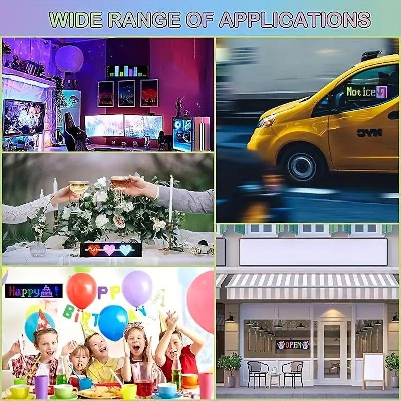 USB 5V LED Matrix Panel RGB Pattern DIY Text Halloween Christmas Room Decor Animation Remote Control+App Control Car Display