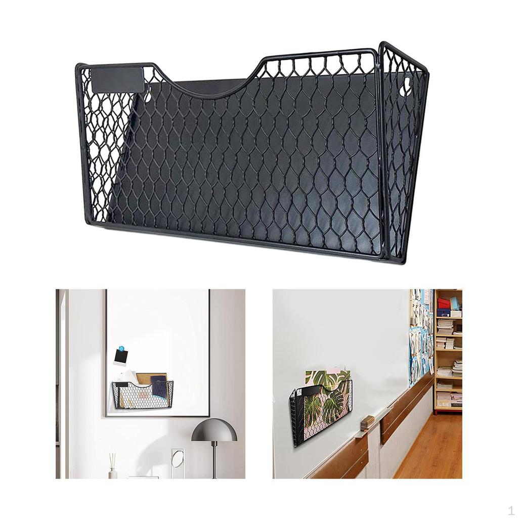 Wall Mounted Mesh File Holder Rack Shelf Iron Newspaper A4 Information
