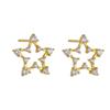 Banyan Tree S925 Silver Hollow Diamond Star Earrings - Korean Style Five-pointed Star Design for Women