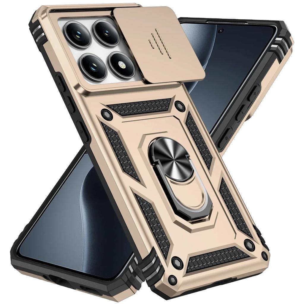 For Xiaomi Redmi Note 14 Pro 4G 5G Case Car Magnetic Ring Stand Slide Camera Lens Armor Shockproof Cover For Note 14 4G 5G Funda