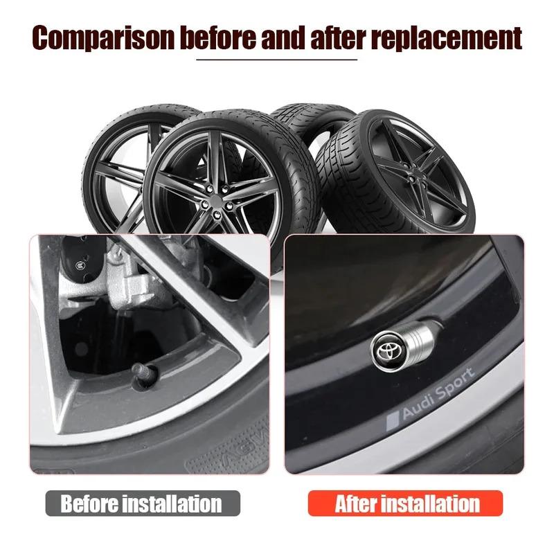 LGPE6 4Pcs Car Wheel Tire Valve Caps Air Stem For Toyota C-hr Rav4 Hilux Yaris Avensis Auris Prius Corolla Cross Tyre Plug Accessories