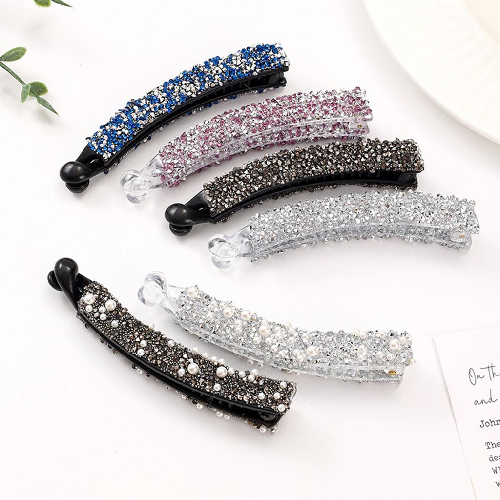 Rhinestone Beads Banana Hair Clips Vintage Fishtail Design Ponytail Holder Hair Decoration For Thick And Fine Hair
