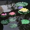 Blooming Bouquet Artificial Floating Lotus Leaves Fake Foliage Plant Garden Pond Pool Decor
