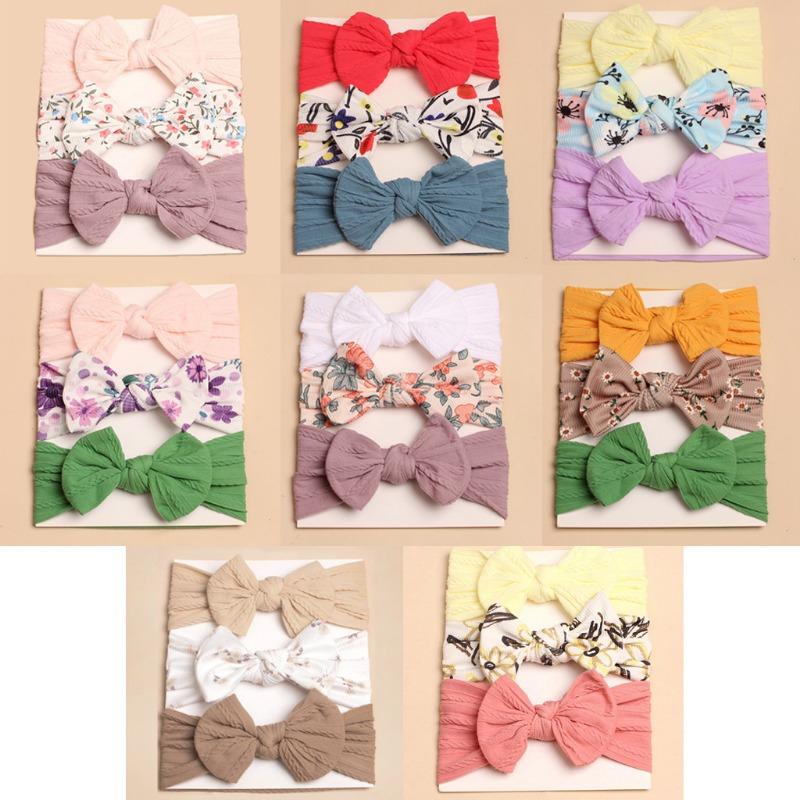 3Pcs new children's headscarf, baby cute bow headband combination, comfortable baby headband.