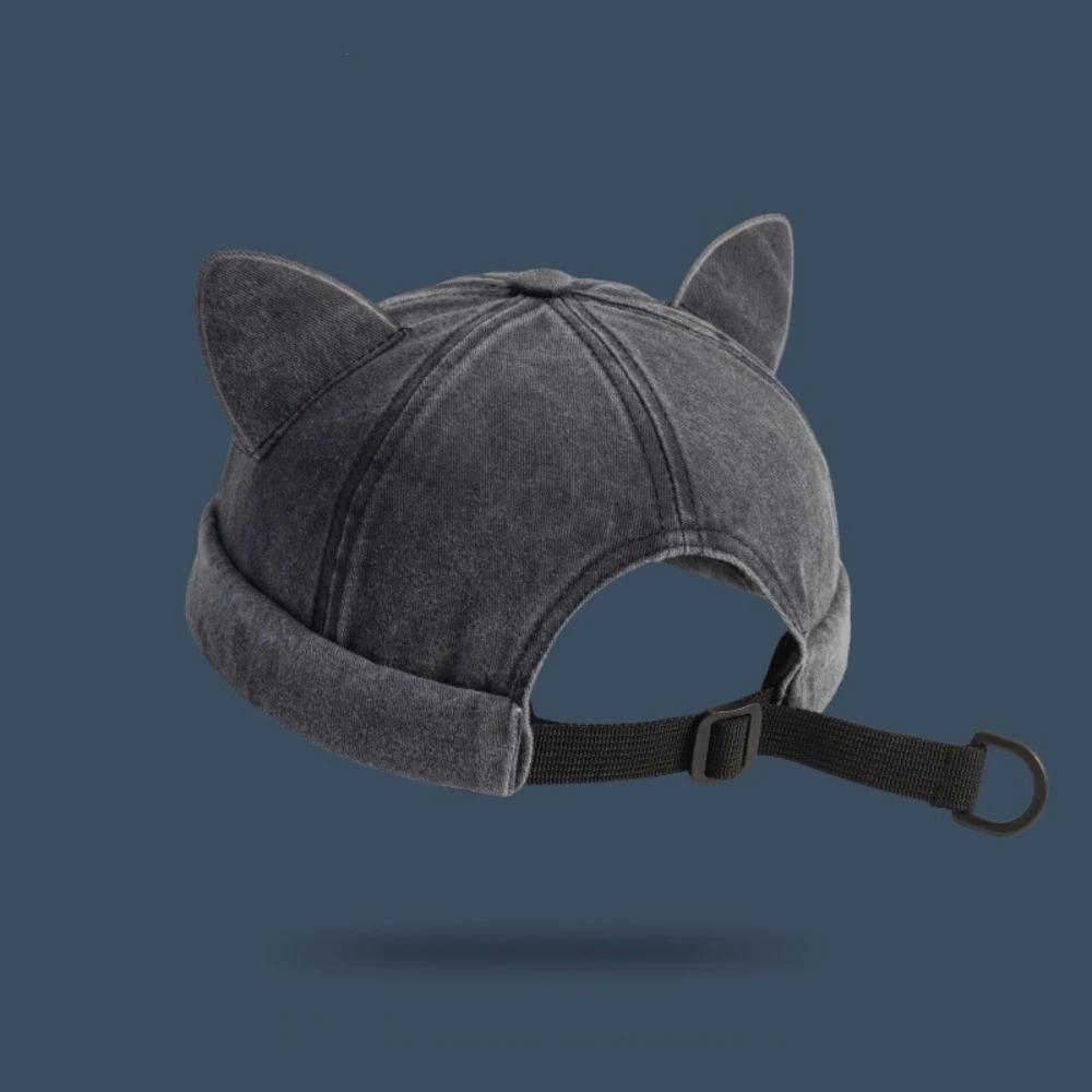 Cute Sweet Cat Ear Brimless Hat Personalized Casual Solid Color Hat Breathable Washing Retro Men and Women Universal Hat
