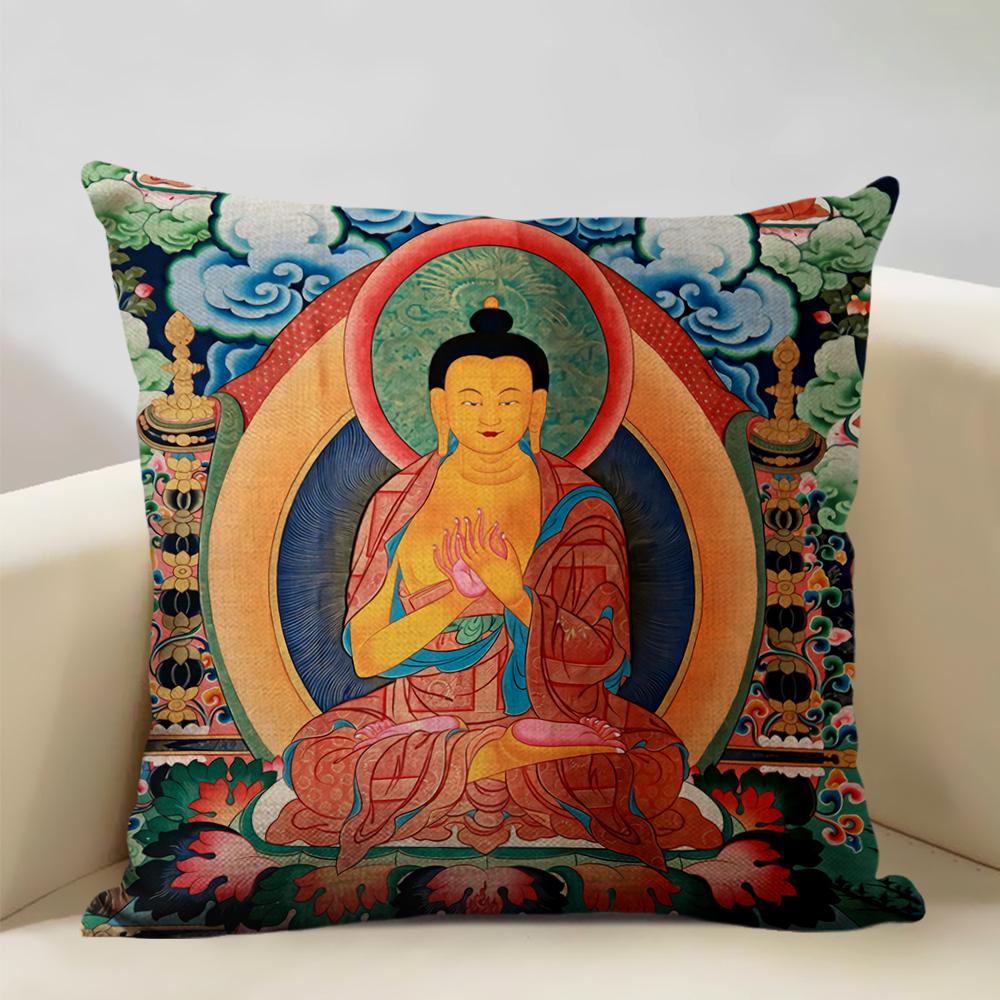 Home Decor Cushion Cover 45x45cm Pillowcase Decoration Buddhist Portrait Art Pattern Home Textile Pillow Cases