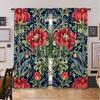 2 шт. Бохо Акварельный цветочный и листья Симметрия Штора Подходит для спальни кухни столовой гостиной кабинета офиса