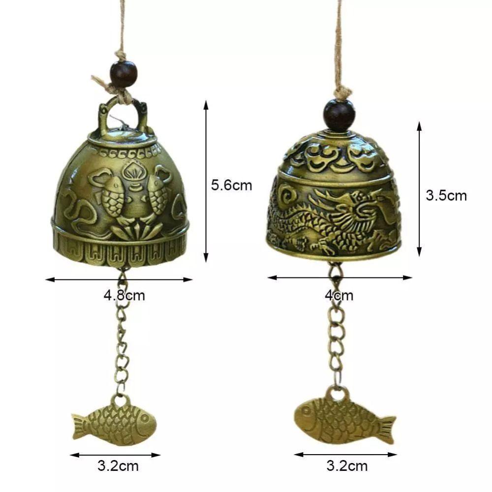New Auspicious Wind Chime Dragon and Fish Patterned Handmade Pendant Temple Wind Bell Decoration Retro Wall Hanging Bell