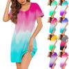 Womens Summer Dresses Short Sleeve Linen Casual T-Shirt Dresses Swing Beach Midi Dress Sundresses With Pockets