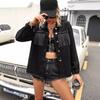 Women's European & American Tassel Slim Fit Raw Edge Denim Jacket