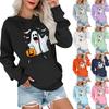Women's Fashionable, Casual, Comfortable Round-neck, Hooded, Long-sleeved, Halloween-print Warm Sweater