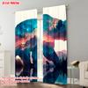 2pcs, plane printing Minimalist Curtains black bear Durable 100% Polyester Fabric (without rod) Decorations Inside Perfect for