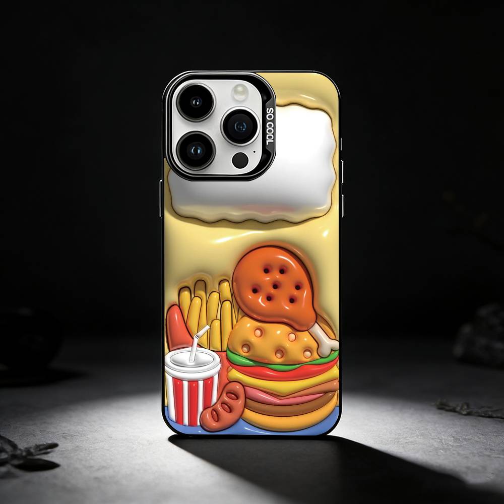 C-Милый и Простой H-Гамбургер Чехол для Телефона Для iPhone 17,16,15,14,13,12,11 Plus,Pro Max,XS,Цветной серебристый чехол для телефона