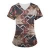 Women Nurse Uniform Retro Pattern 3d V-Neck Pocket Medical Uniforms Cartoon Nursing Scrubs Short Sleeve Pocket Loose Workwear