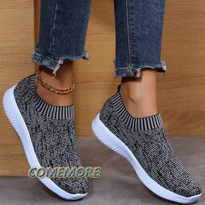Женские кроссовки Модные носки Обувь Дышащая Повседневная Плоские лоферы Обувь Вулканизированная обувь Слипоны Женские Теннисные Женские Осенние