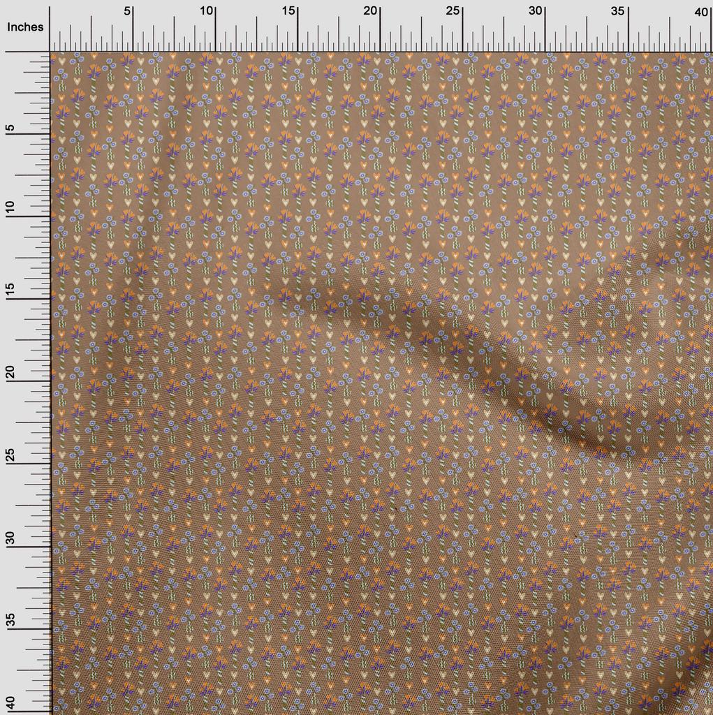 oneOone Cotton Flex Brown Fabric Floral Quilting Supplies Print Sewing Fabric By The Yard 40 Inch