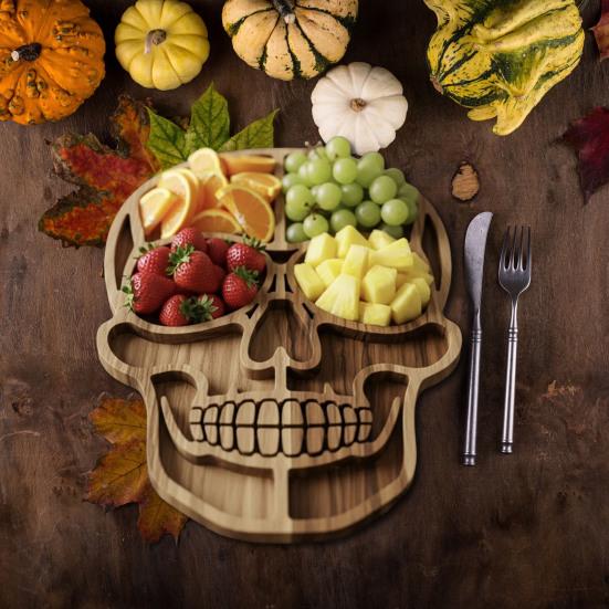 Halloween Charcuterie Board Wooden Serving Tray with Spooky Theme Cheese Appetizer Platter for Parties Unique Gift for Food Lovers
