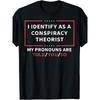 Европейский размер I Identify As A Conspiracy Theorist Футболка - Ретро Графическая Футболка с Заявлением о Местоимениях