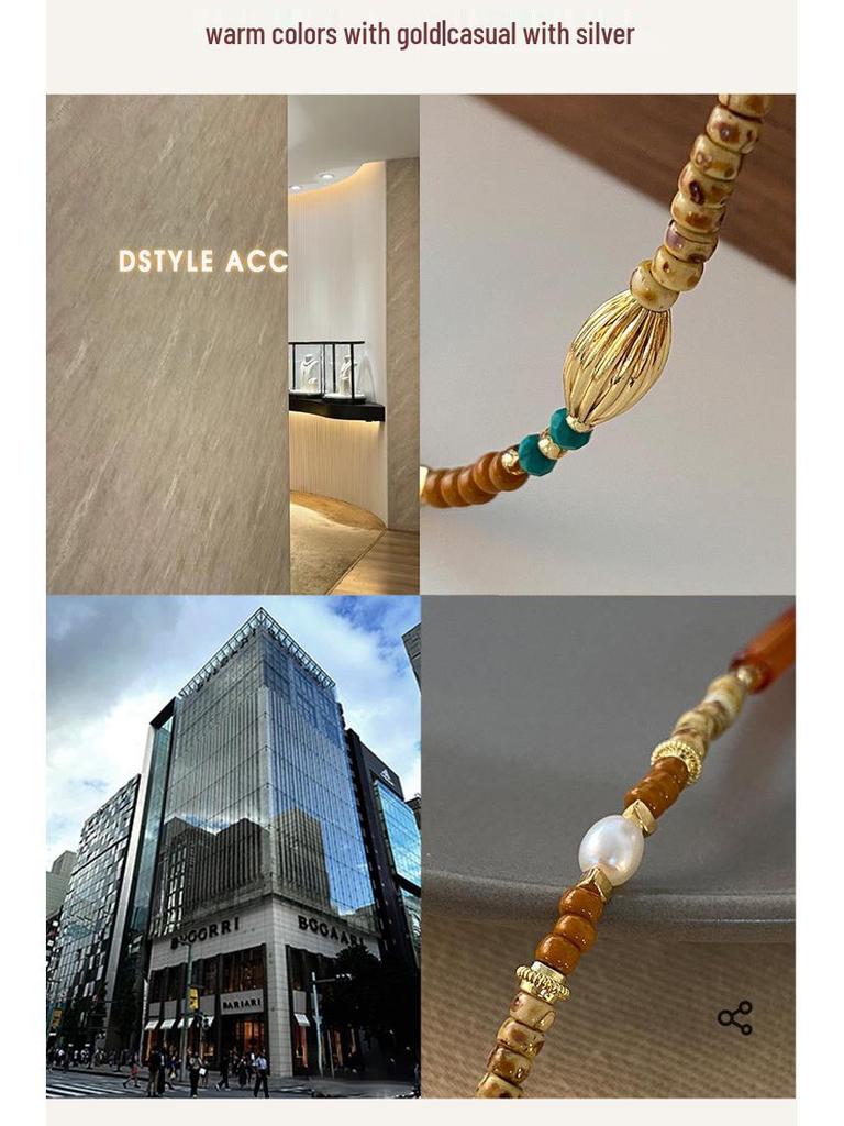 Ожерелье из красного родонита Гуо Хуан - Ожерелье-цепочка для свитера из натурального камня, аксессуары для ключицы для новогодних торжеств.