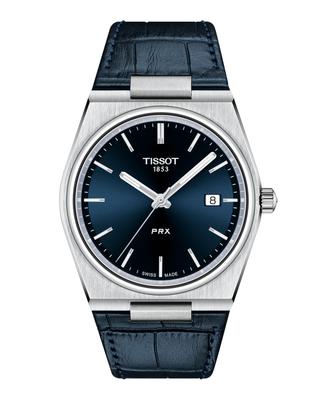 [Tissot] Часы TISSOT PRX, Кожаный ремешок, T1374101604100, Мужские, Синий циферблат