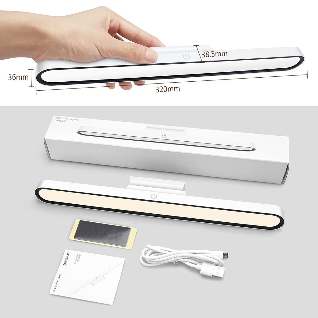 Desk Lamp, Night Light, Touch Control, Stepless Dimming, WhiteWarmNatural Light, Magnetic, Includes Two 3M Tapes, USB Rechargeable, Adjustable Angle,