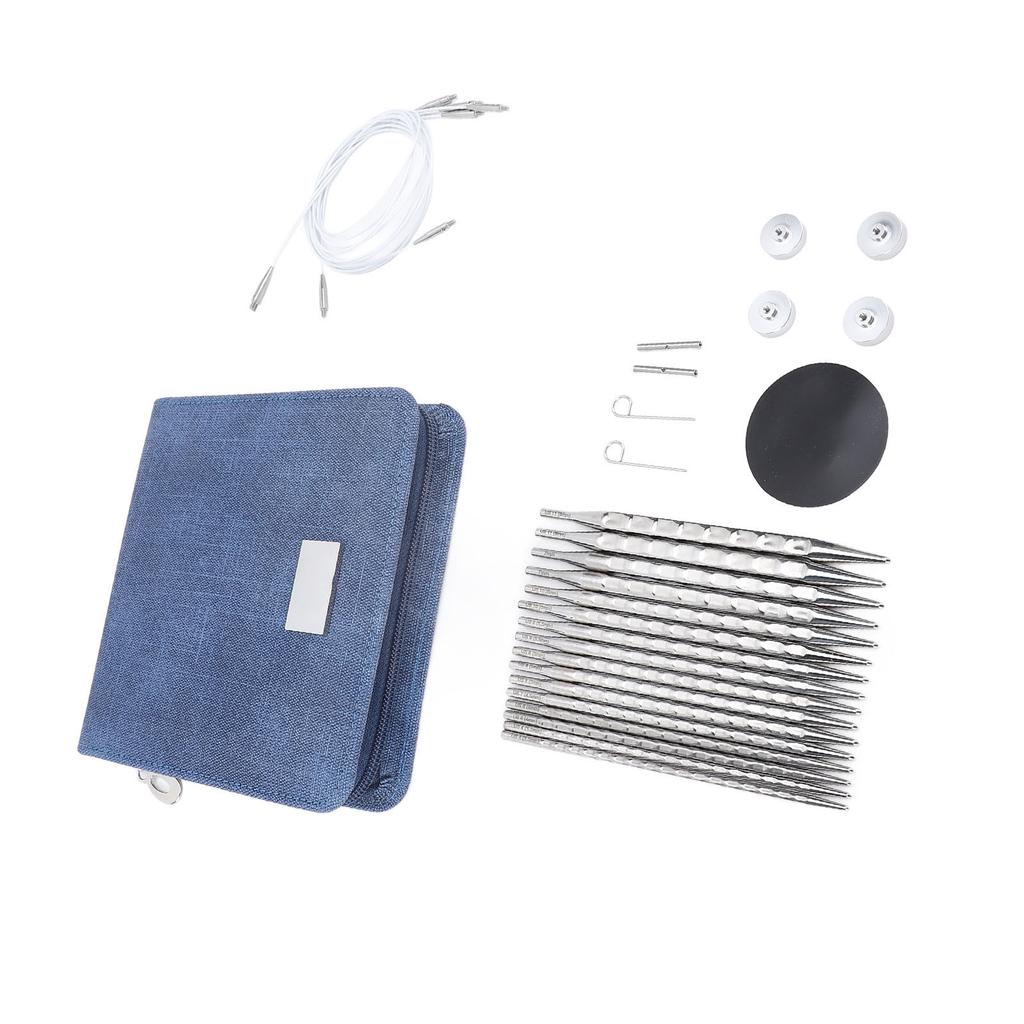 Набор из 8 пар круговых спиц, сменных для начинающих, с чехлом из нержавеющей стали для плетения