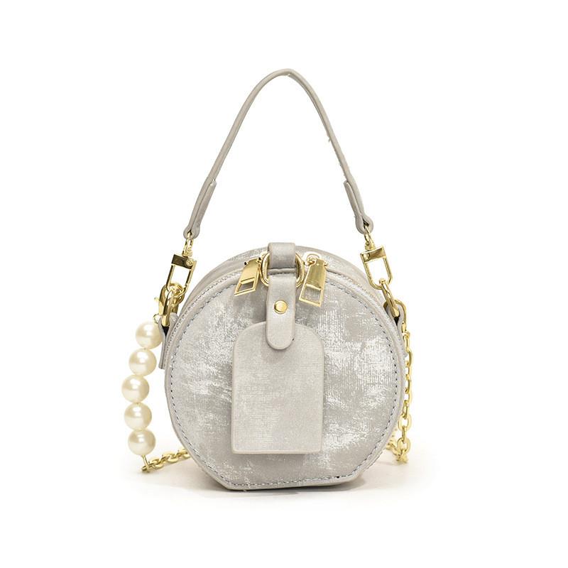 Unisex Pu Mini Circular Bag With Stitching Details For Kids And Toddler Accessories
