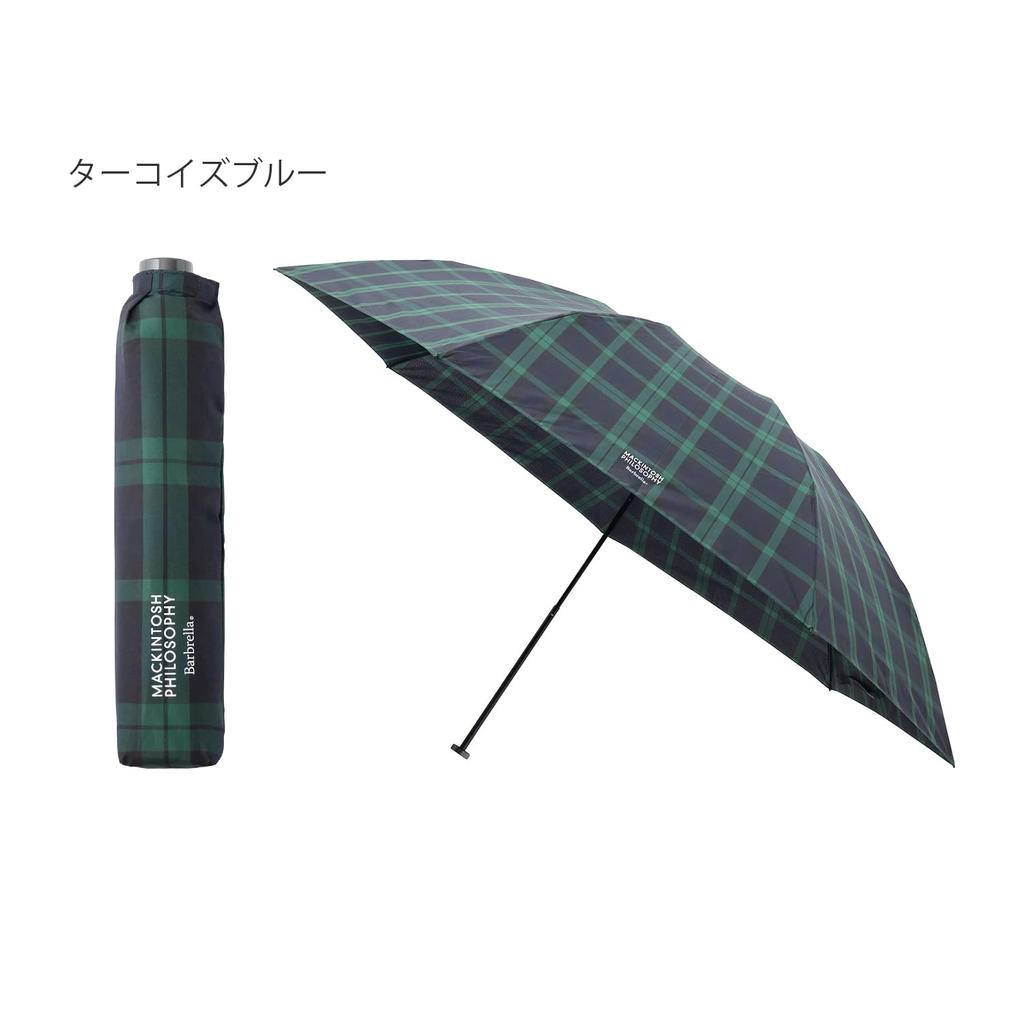 Moonbat Umbrella Folding Umbrella Ultra Light UV Large Size 60cm Check Turquoise Blue [Macintosh Philosophy] Yarn-dyed 21-431-11149-02