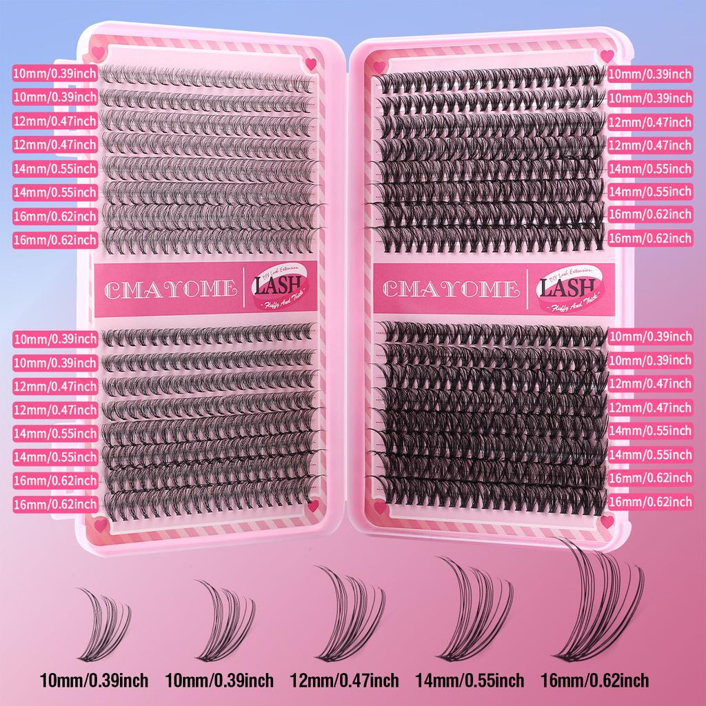 640 Tufts Of D-Curve Single Tufts Of False Eyelashes 10-16Mmdiy Dense Natural Segmented Grafting