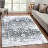 Vintage Blue White Distressed Floral Mat Non-Slip Rubber Backing, for Living Room, Bedroom, Kitchen, Entryway, Bedroom Decorat